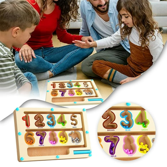 Labyrinthe de Couleurs et de Chiffres en Bois - Jouet Montessori pour Enfants de 3 à 5 Ans