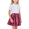thumbnail image 2 of Ynynloco Girls Metallic Skater Skirt Sparkly Shiny Flared Pleated A-Line Mini Skort Holographic Skort, 2 of 9