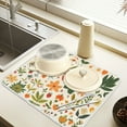 thumbnail image 2 of Yayeee Dish Drying Mat for Kitchen Counter 16" x 18" Microfiber Super Absorbent Coffee Decorative Pad, Leaves Pattern, 2 of 9