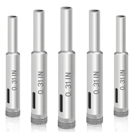 

5pcs 8mm / 0.31 in Diamond Drill Bits Extractor Remover Tools Hole Saws for Glass Porcelain and Ceramic Tile (8mm 5pcs)