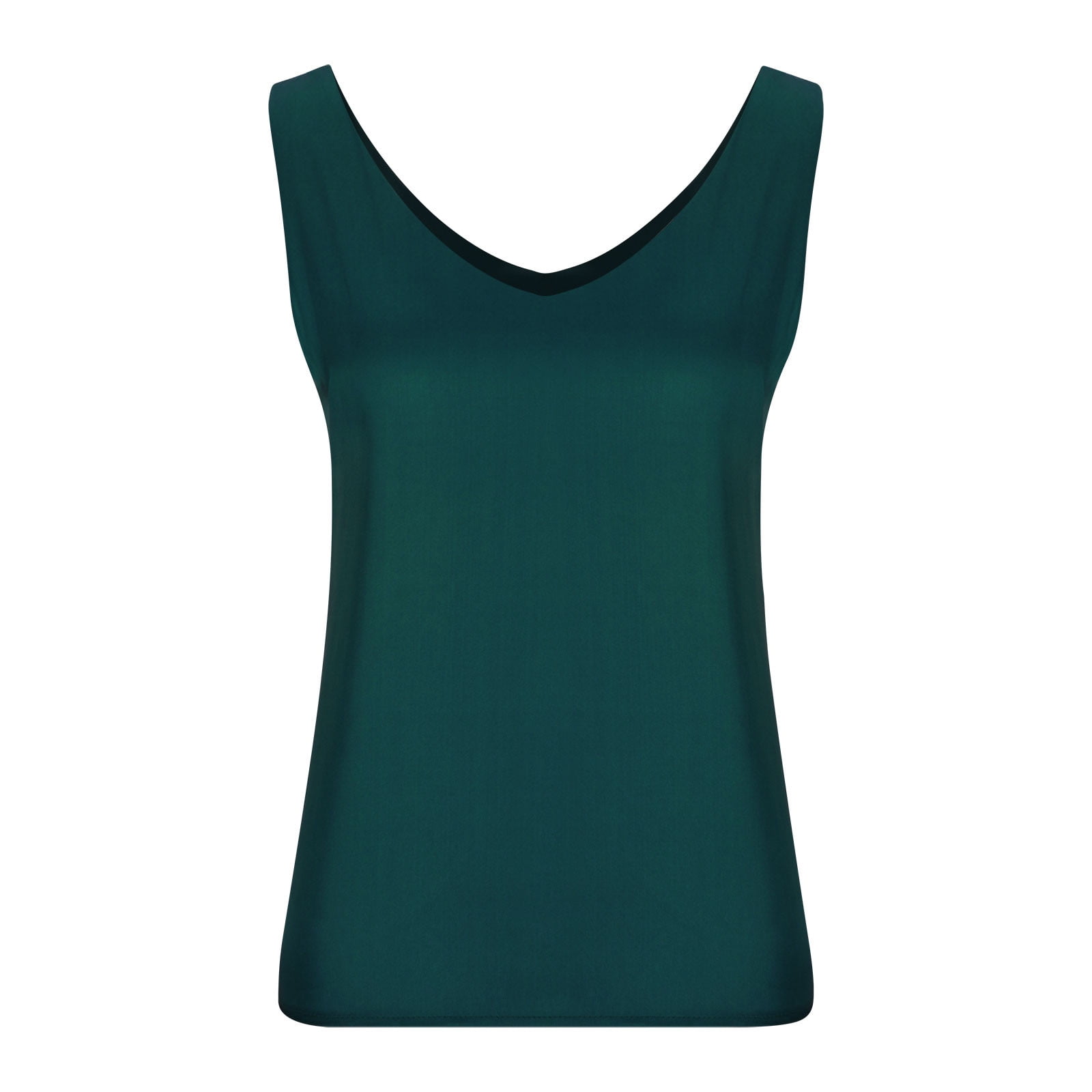 KYLELOVE Women Basic Tank Tops Satin Sleeveless Shirts Elegant