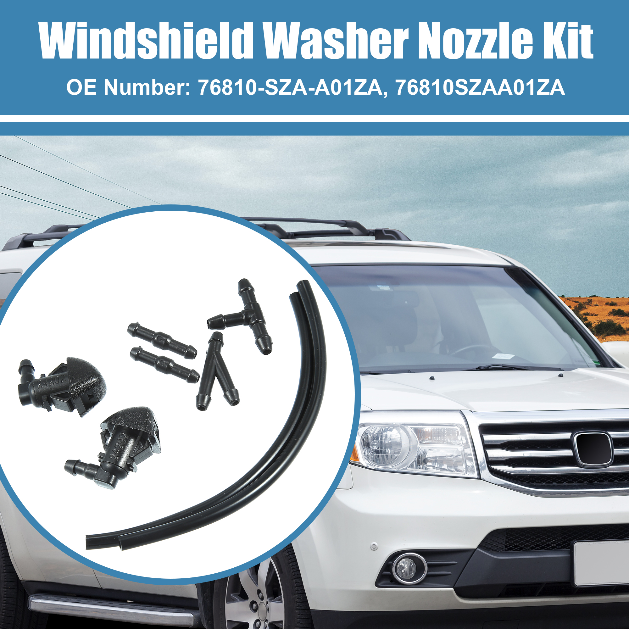 Unique Bargains Front Windshield Nozzles Kit 76810-SZA-A01ZA 1 Set for Honda