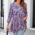 thumbnail image 3 of ENMAIN Womens Plus Size Tops 3/4 Sleeve Shirts V Neck Casual Pink Paisley Tunic Swing Flare Blouses, 3 of 8