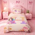 thumbnail image 2 of meiyoeat Pastel Floral Monogram Twin Duvet Cover,Kawaii Elf Girls Twin Bedding For Girl,Pink Reversible,2-Piece,1 Duvet Cover and 1 Pillowcase, 2 of 6