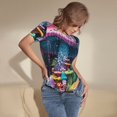 thumbnail image 3 of Fotbe Colorful Mushroom Body de Mujer con Cuello Redondo y Mangas Cortas, Sin Mangas Ajustado, Suave, Cómodo y Básico-X-Large, 3 of 7