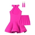 thumbnail image 5 of Aislor Girls Sleeveless Hollow Back Latin Ballroom Dancewear Dress with Shorts and Tassel Earrings Costume, 5 of 7