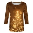 thumbnail image 4 of Holiday Gifts! Titcea Christmas Shirts for Women 3/4 Sleeve Crewneck Cute Christmas Print Pullover Sweaters 2024 Loose Comfort Casual Tops, 4 of 5