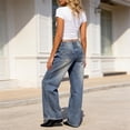 thumbnail image 3 of ClodeEU Women's Mid Rise Wide Leg Jeans, Vintage Washed Denim Baggy Pants Blue,Women's Plus L, 3 of 4