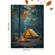 thumbnail image 3 of Qisvanset Framed Canvas Wall Art 12x16 Inch Retro Campfire Tent Forest Nature Canvas Art, 3 of 5