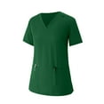 thumbnail image 4 of WTOBBY Women's Short Sleeve Solid Color Scrubs Set with Pockets, V-Neck Top and Pants, 2-Piece Nursing Uniform, Medical Workwear for Caregivers,Green L, 4 of 5