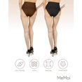 thumbnail image 6 of MeMoi 2 Pair Women's Full Coverage High Waisted Shaping Briefs - Womens - Female, Small, Mocha-Black, 6 of 12