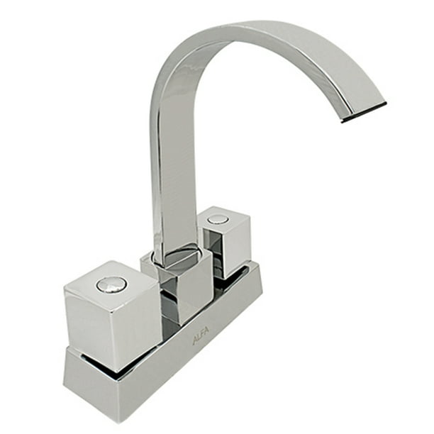 Llave Mezcladora Baño Lavabo Alfa Acero Inoxidable Cromada Manerales Cuadrados