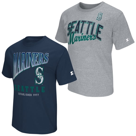 Men's Starter Navy/Heather Gray Seattle Mariners Two-Pack T-Shirt Set