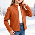 thumbnail image 2 of fatyb Kids Girls Fleece Jacket Zip up Sherpa Lined Cropped Coat Stand Collar Long Sleeve Warm Outerwear, 2 of 7