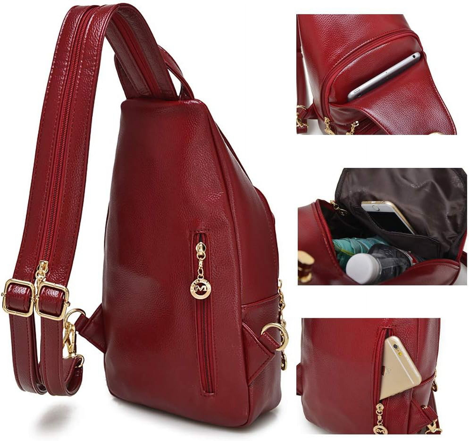 Small Leather Convertible Backpack Sling Purse Shoulder Bag  display picture 3