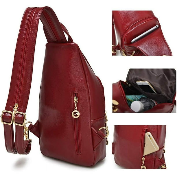 convertible mini backpack purse sling messenger shoulder bag Xsecnua Small Crossbody for Women, Cross Body Bag Sling Backpack for Travel Hiking Daypack : Clothing, Shoes & Jewelry in USB charging port esunarty Small Leather Convertible Backpack