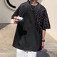 thumbnail image 2 of Camiseta de media manga para hombre, Color puro, holgada, transpirable, cuello redondo, Top informal para hombre, para compras en casa, oficina, T878 negro XXL, 2 of 8