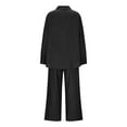 thumbnail image 4 of 2 Piece Outfits for Women Oversized Linen Lounge Sets Long Sleeve Button Down Shirts Pants Sets Baggy Matching Sets, S, 4 of 6