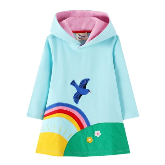 Esaierr Dress for Toddler Gir,Little Girls Hooded Dresses，long Sleeve Hoodie Cotton Dress for 2-7y