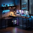 thumbnail image 4 of Costway L-Shaped Computer Desk with Power Outlets, 62" Corner Desk with Storage Hutch, 4 of 10