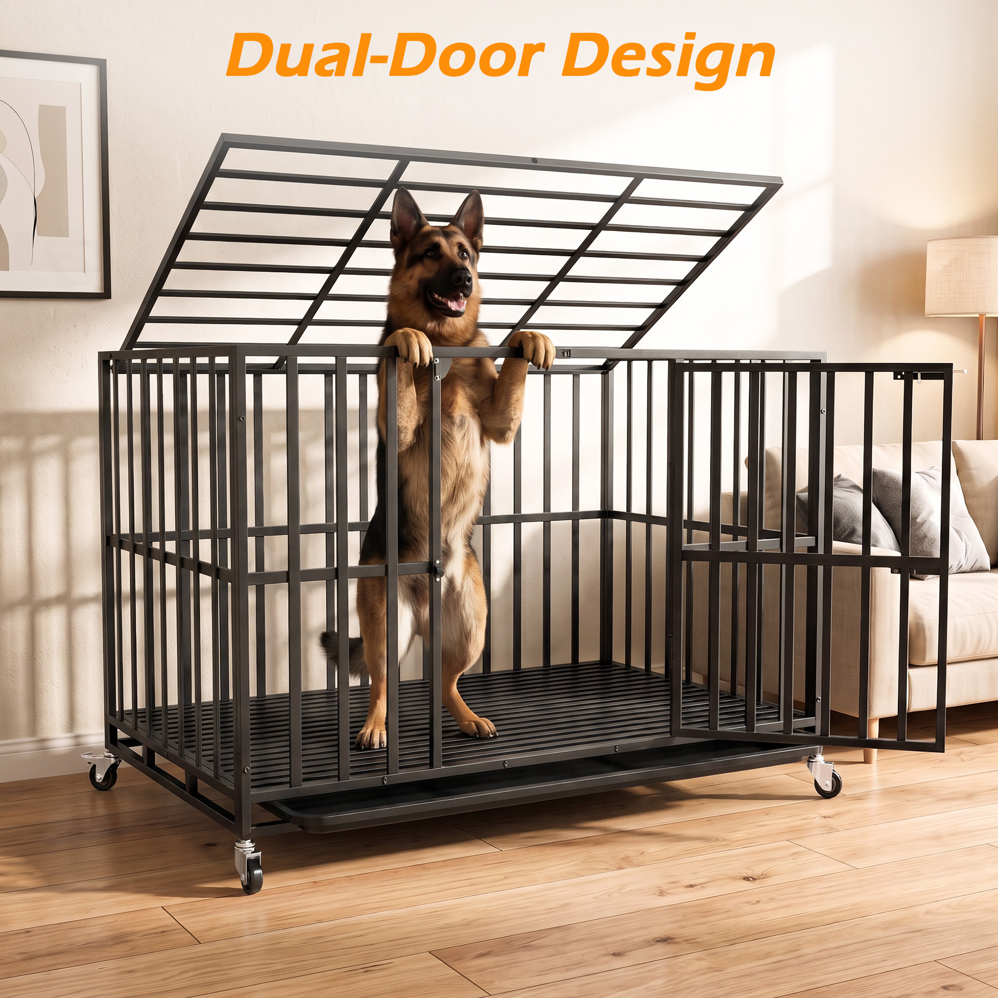 Waleaf 48-Inch Heavy Duty Steel Dog Crate with Double Doors photo 5