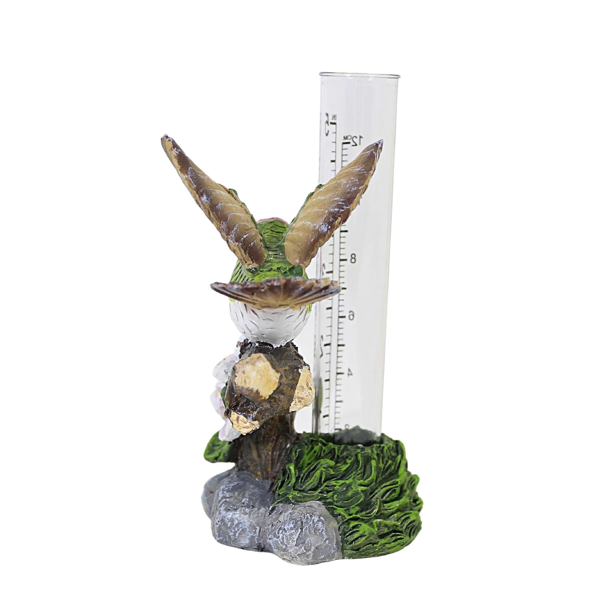 Home & Garden Hummingbird Rain Guage Polyresin Measure Water A7227 Green