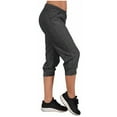 thumbnail image 4 of Wyobmus Capris Pants for Women Casual Active Sport Joggers Stretchy Solid Capri Workout Pants Elastic Hem 3/4 Sweatpants A-Dark Gray, 4 of 8