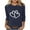 Navy, variant on SYMOID Womens 3/4 Sleeve Crew Neck Double-Heart Graphic Top - Nylon-Spandex Ribbed, Navy, Relaxed Fit, Sizes S-XXL,Size S