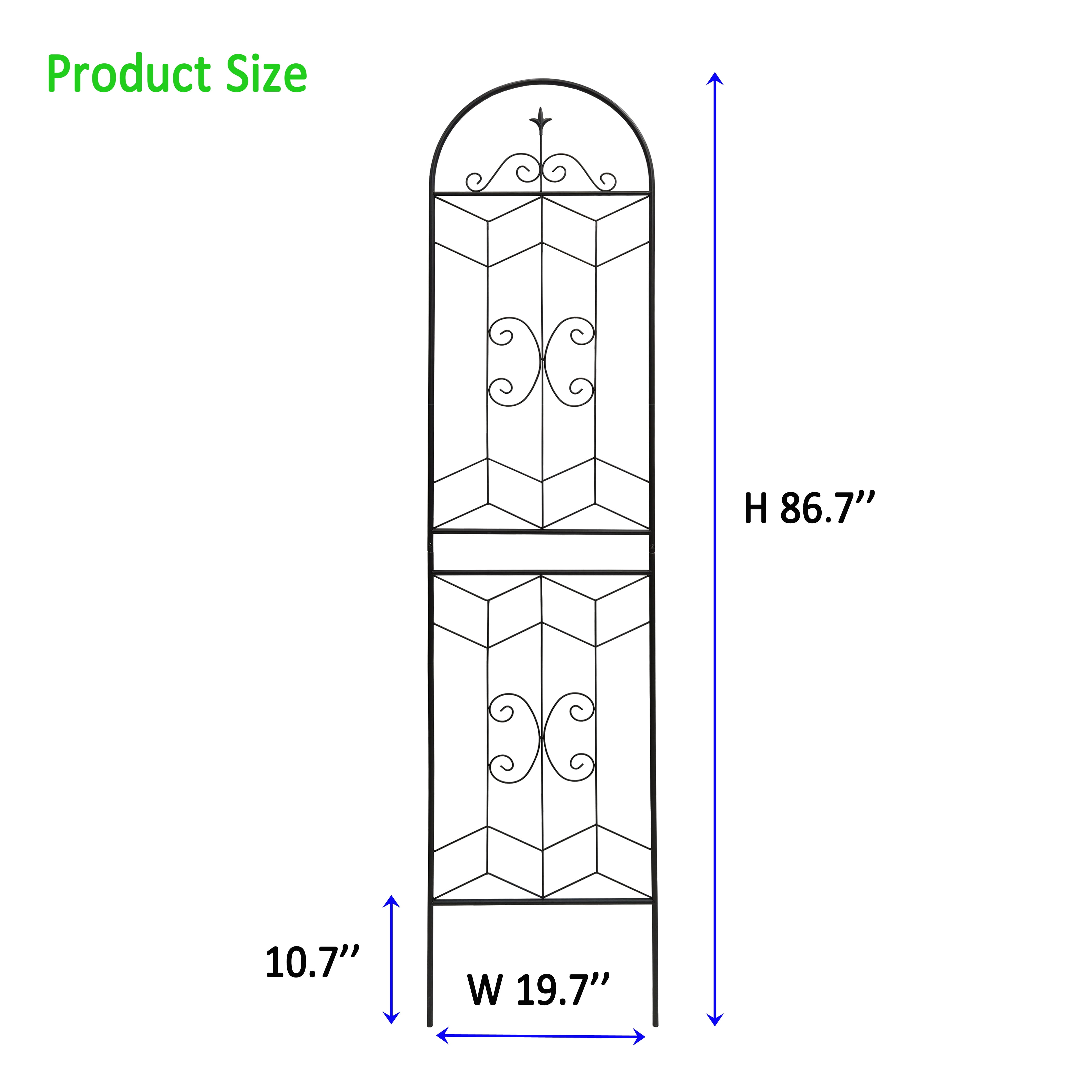 Olurrisa 4 Pack Black Metal Garden Trellis 86.7"H Tall Outdoor - Rustproof Iron Plant Support for Roses, Cucumbers, Grapes & Climbing Vegetables