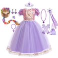 thumbnail image 2 of Vestido de Rapunzel para niña, disfraz de princesa para Halloween, regalo de fiesta de cumpleaños, ropa de malla con lentejuelas púrpuras Fivean unisex, 2 of 2