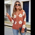 thumbnail image 4 of Cárdigan con Estampado Floral para Mujer, Larga, Abertura Frontal, Botones, Cuello en V, Tejido de Punto. Naranja Rojo XL, 4 of 8
