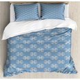 thumbnail image 1 of Geometric Duvet Cover Set King Size, Geometric Circular Shapes with Floral Details in Middle Pastel Toned Pattern, Decorative 3 Piece Bedding Set with 2 Pillow Shams, Slate Blue Tan, by Ambesonne, 1 of 3