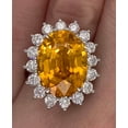 thumbnail image 3 of 7.2 Ctw Vivid Golden Lab Yellow Sapphire Ring Large Huge Cocktail Princess Diana Halo, 3 of 5