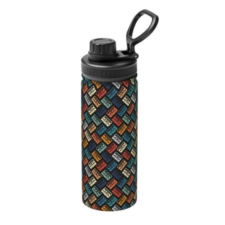 

Ocsxa Retro Tape Print 18oz Stainless Steel Water Bottle Unisex Water Bottle Insulated Sports Water Cup Flask for Cold Water Drinks/Sports/Travel/Car/School