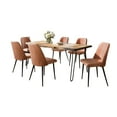 thumbnail image 3 of Jofran Nature's Edge Seven Piece Solid Acacia Dining Set with Upholstered Mid-Century Modern Chairs, 3 of 10
