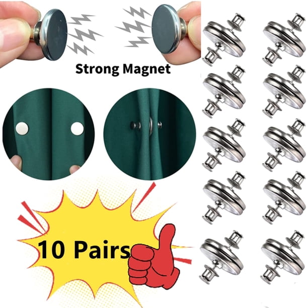 10 Pair Curtain Magnetic Button Window Curtain Close Magnet Buckle Nail Free Detachable Adjustment Curtain Clip Room Accessories25mm5 Pairs He Qiyong unisex