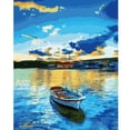 thumbnail image 1 of Blue Lake Boat Sailing Oil Painting DIY Digital Coloring Frameless Canvas Picture 40x50cm, 1 of 8