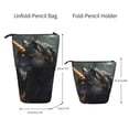 thumbnail image 2 of Xecao Black And Gold White Horse Print Telescopic Pencil Bag Pen Holder Pop Up Stationery Case Stand-up Retractable Transformer Bag Standing Organizer, 2 of 6