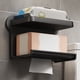 thumbnail image 5 of Portarrollos de papel higiénico de pie con repisa para teléfono | Portarrollos de papel higiénico de ABS inoxidable | Base estable para montaje en pared o taladro | Diseño gris moderno para el hogar, 5 of 7