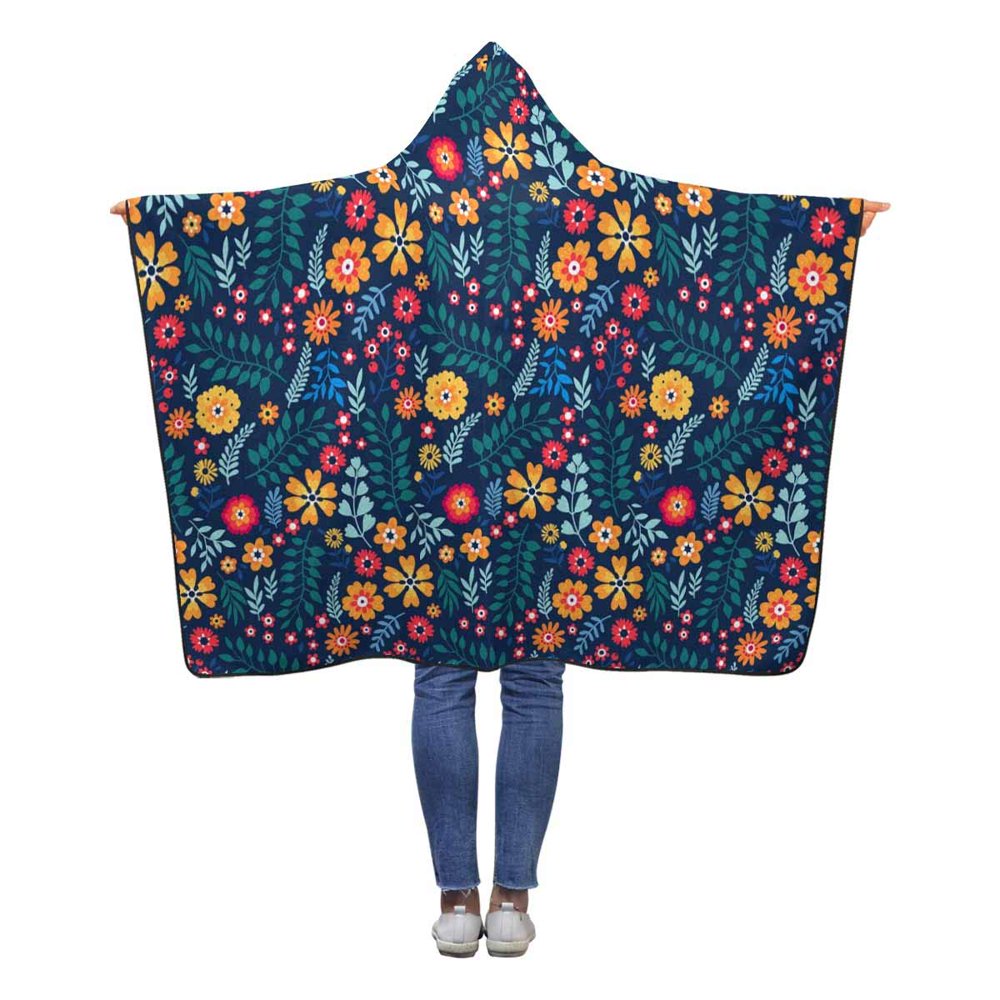 ASHLEIGH Cute Small Flowers Throw Hooded Blanket 50x60 inches Kids