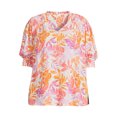 thumbnail image 5 of Terra & Sky Women’s Plus Size Smocked V-Neck Blouse, Sizes 0X-5X, 5 of 5