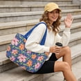 thumbnail image 4 of Pzuqiu Hibiscus Floral Women's Quilted Tote Bag, Reversible Lightweight Blue Puffer Shoulder Hobo Handbag for Work, Travel, Shopping, College, Laptop Carry Everyday Use, 4 of 7
