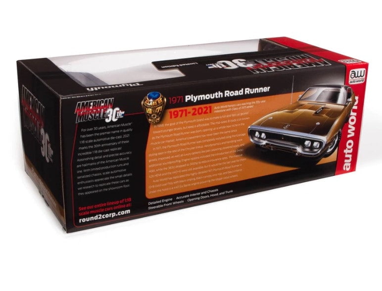 Autoworld AMM1258 1971 Plymouth RoadRunner 440 Plus 6 Hardtop GY8