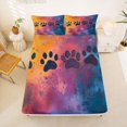 thumbnail image 4 of Manfei Oil Paint Paw Bed Sheets, Splash Rainbow Full Size Sheets, Blue Orange, 4 Pieces, 1 Flat Sheet, 1 Fitted Sheet and 2 Pillowcases, 4 of 6