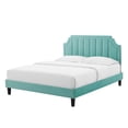 thumbnail image 1 of Platform Bed Frame, King Size, Velvet, Blue, Modern Contemporary Urban Design, Bedroom Master Guest Suite, 1 of 10