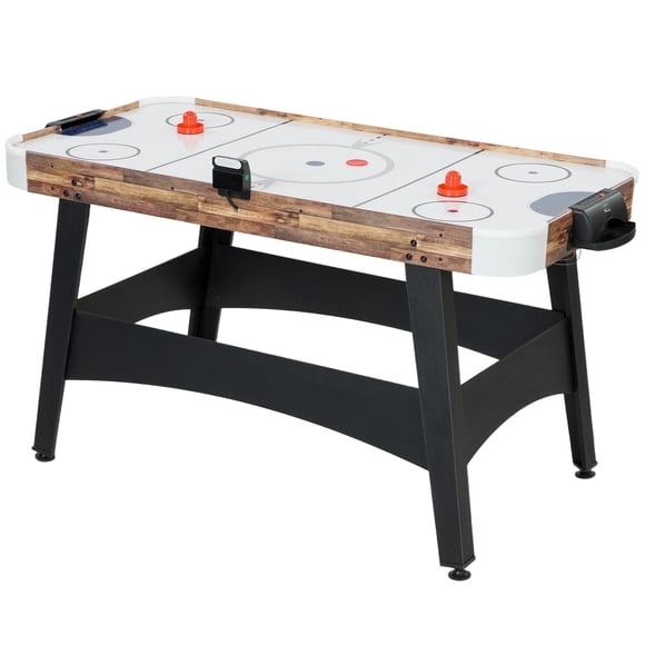 Soozier 61" Air Hockey Table Arcade Game with LED Scoreboard, 12V Fan Motor & Dual Scoring System, Natural Wood Finish MDF Game Table for Game Room, Playroom, or Home Office