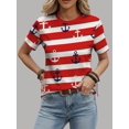 thumbnail image 5 of Gynyvoja Women'S Striped T-Shirts Short Sleeved Shirts Classic Fit Casual Pullover Tops Red XL, 5 of 8