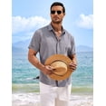 thumbnail image 3 of Camisa de lino para hombre COOFANDY, manga corta y botones, 3 of 5
