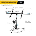 thumbnail image 3 of Élévateur de Cloison Sèche Robuste de 11 Pi - Palan à Tôle en Acier Capacité de 150 lb - Hauteur Télescopique Réglable, Rotation à 360°, Inclinaison de 60°, Roues Verrouillables, Utilisation par une Seule Personne - Noir, 11 Pi, 3 of 8