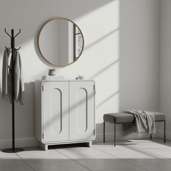 Teamson Home Tenley Modern Accent Storage Cabinet with Adjustable Shelf & Handle-Free Doors